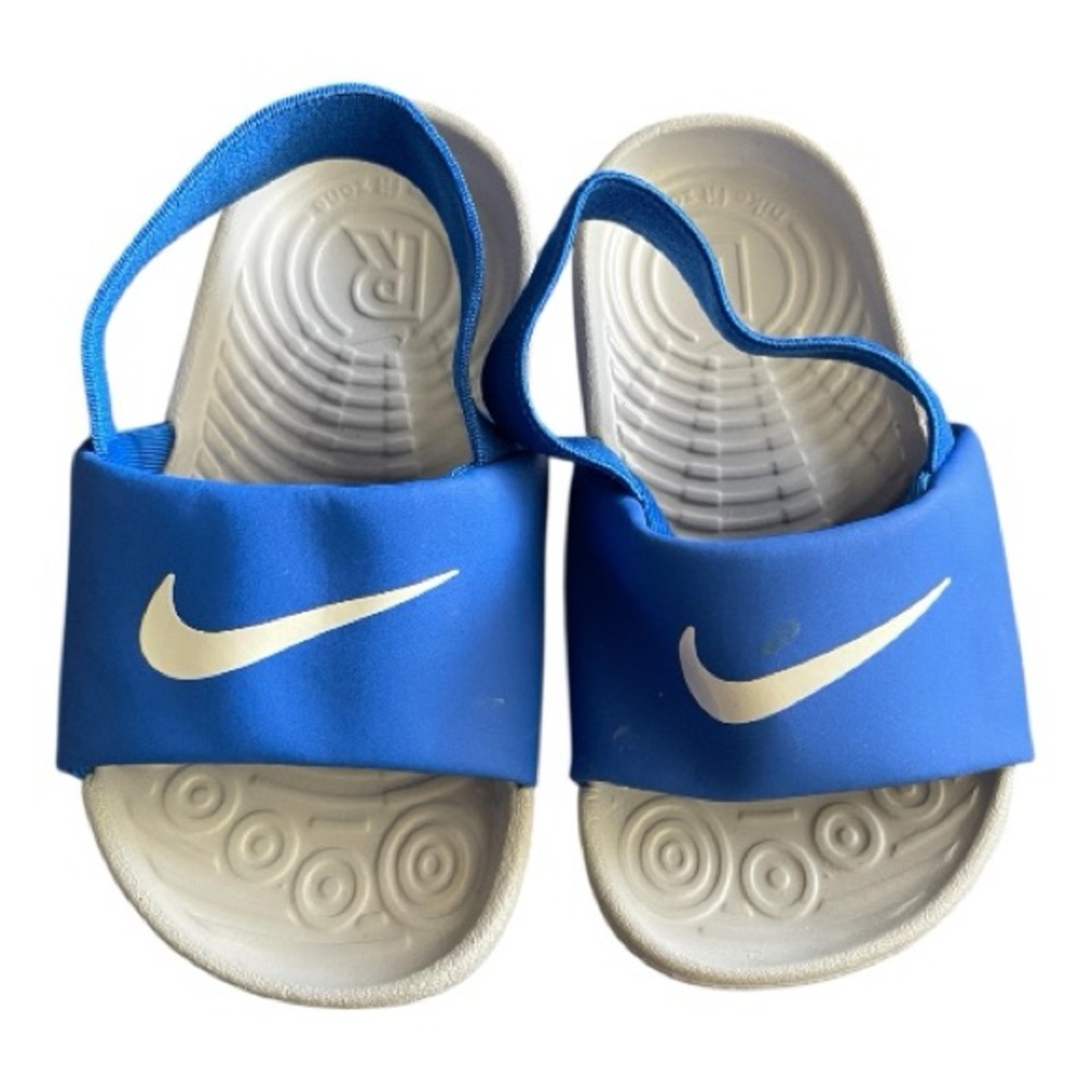 Nike Blue and White Slide Sandals